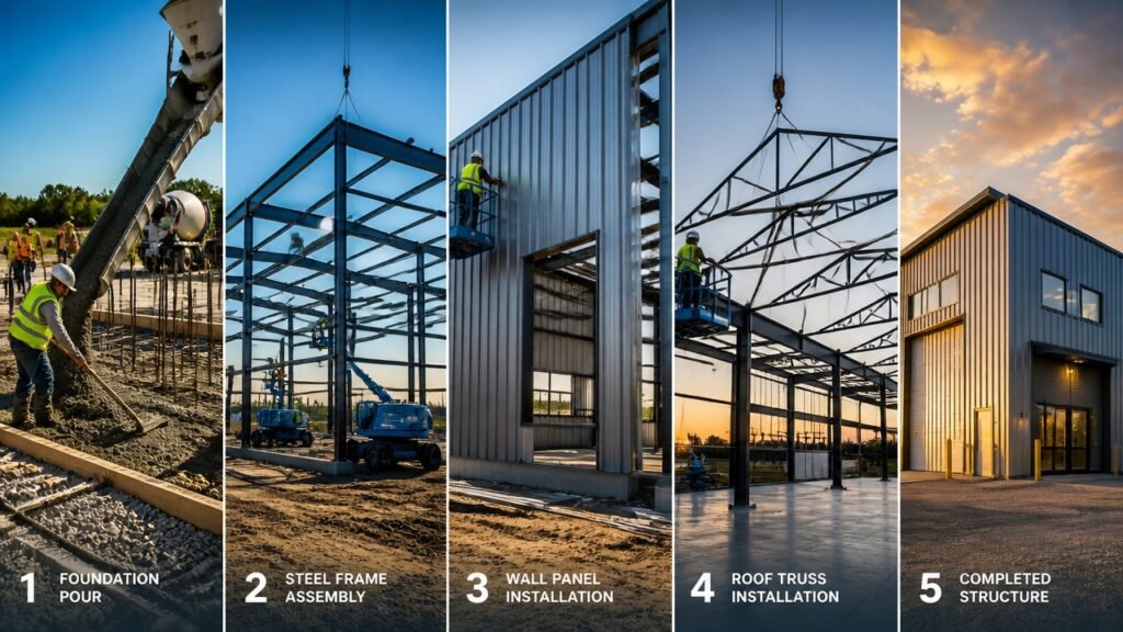 constructing a steel warehouse